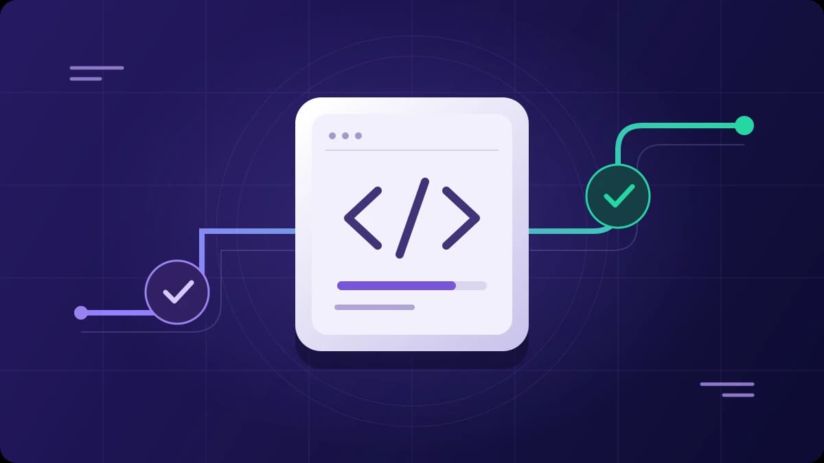 A software patch moving through review and testing checkpoints toward a verified release.